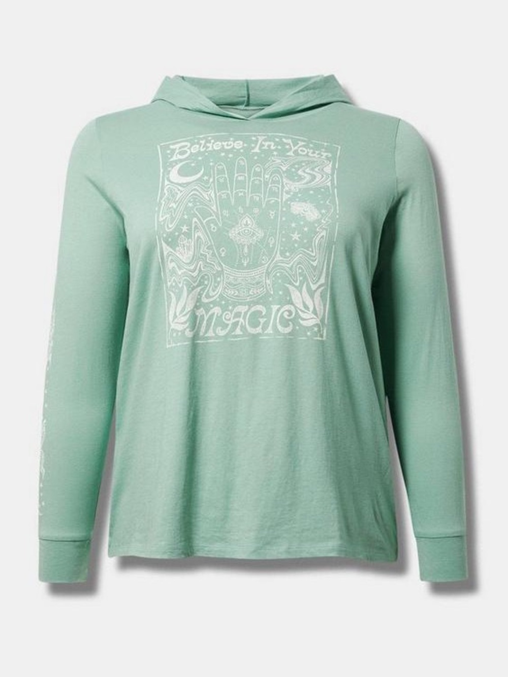 Torrid  size 2 Mint Graphic Hooded Long Sleeve Top